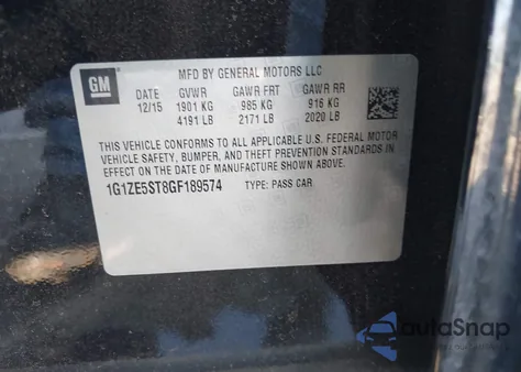 2016 Chevrolet Malibu 1Lt from USA, damaged, VIN 1G1ZE5ST8GF189574